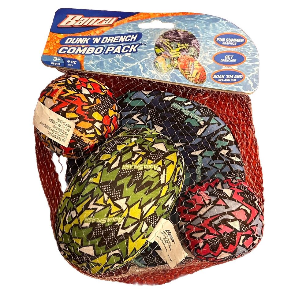 Banzai 4 Pc. Set Dunk 'N Drench Combo Pack Swim Pool Water  Toys (3+) NEW/Sealed